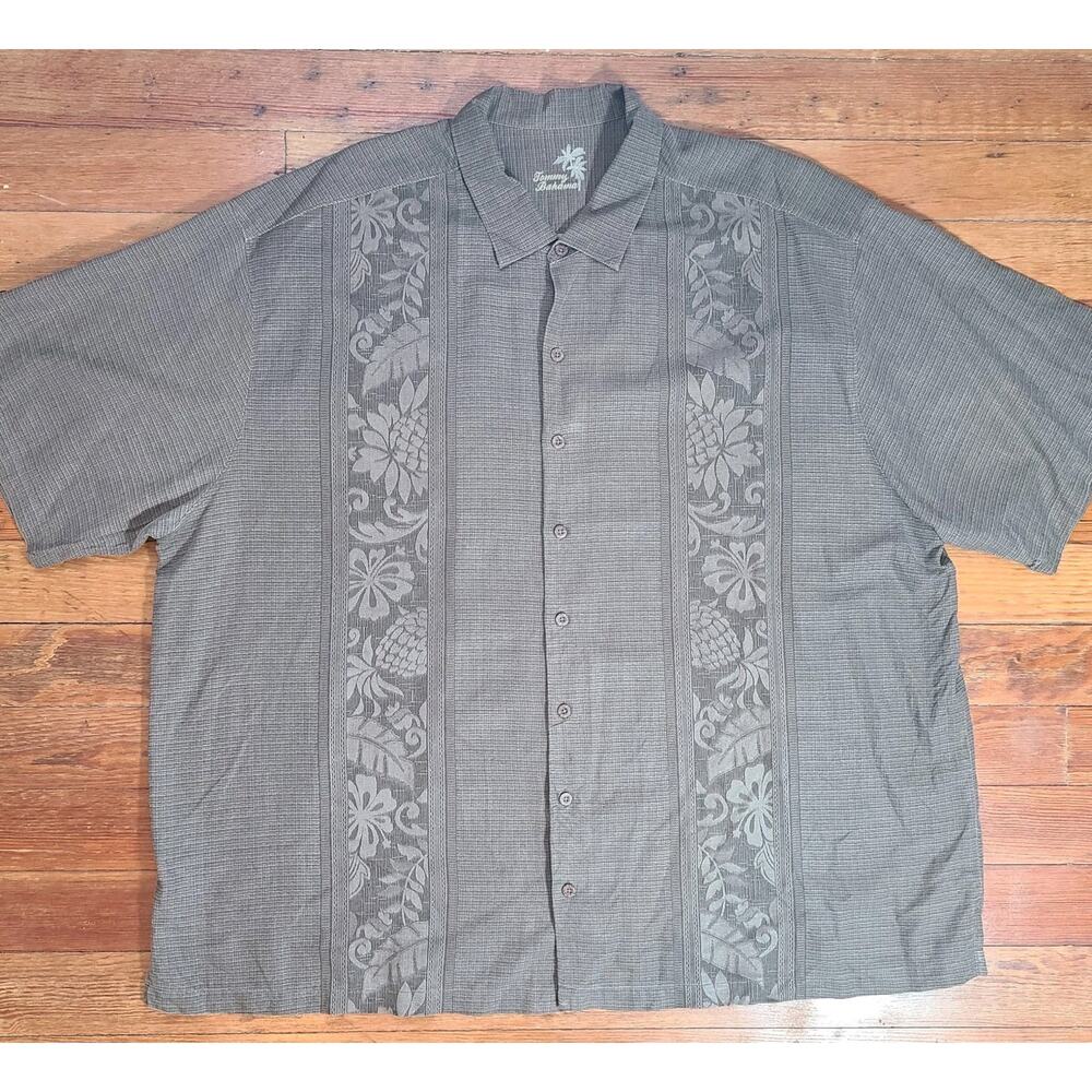 Tommy Bahama Shirt Mens 4XB Tropical 100% Silk Button Hawaiian Vacation Resort